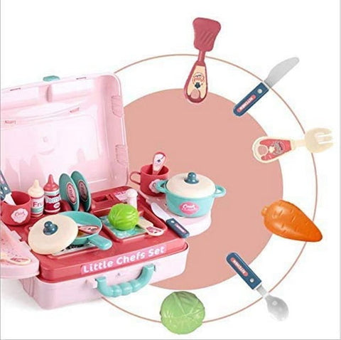 Extrokids Pretend Play Accessories Realistic Food 3-in-1 Little Chef Kitchen Playset - EKT1466