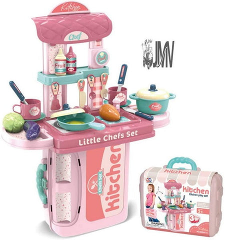 Extrokids Pretend Play Accessories Realistic Food 3-in-1 Little Chef Kitchen Playset - EKT1466