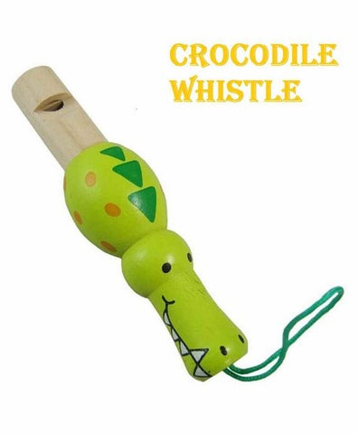 Wooden Crocodile Pull Along Toy with Whistle (Color May Vary) - EKT1476