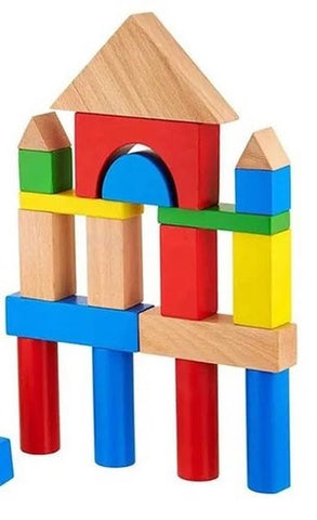 Multicolor Wooden Colour Full Blocks 20 Pc Set - EKT1490
