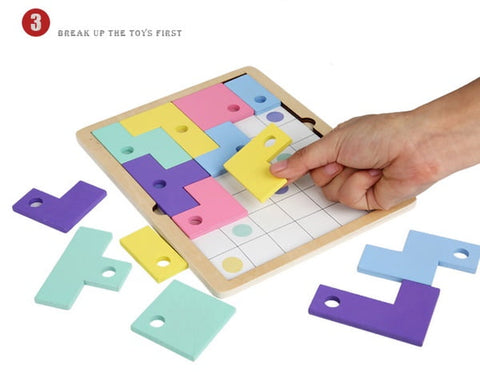 wooden Puzzle/Hand Grab Wooden Tetris Matching Puzzle Educational Toy Child Gift - EKT1499