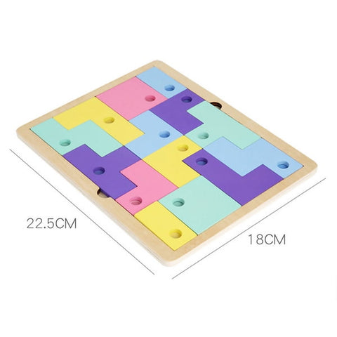 wooden Puzzle/Hand Grab Wooden Tetris Matching Puzzle Educational Toy Child Gift - EKT1499