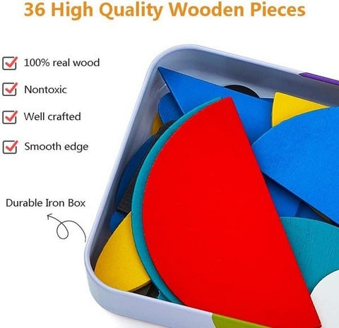 Extrokids Wooden Pattern Blocks Animal Jigsaw Puzzle - EKT1500