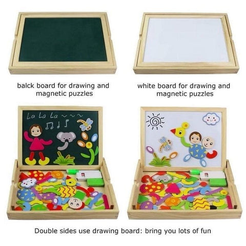 Extrokids Fantastic Wooden Multipurpose Easel Childrens Jigsaw Puzzle Drawing Board Wooden Toy EKT1503