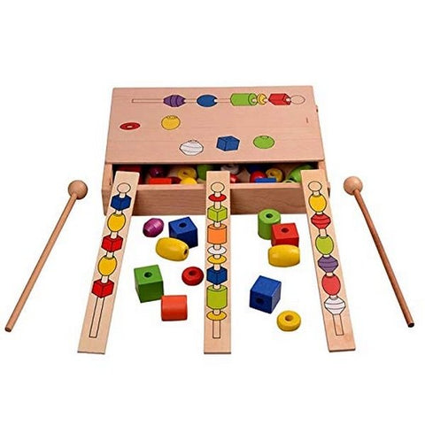 Extrokids Intellectual Beads Box Wooden Large Beads Child Early Learning and Educational Toys  - EKT1517