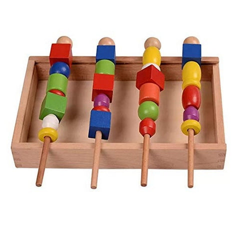 Extrokids Intellectual Beads Box Wooden Large Beads Child Early Learning and Educational Toys  - EKT1517