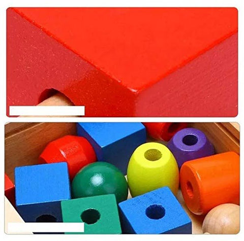 Extrokids Intellectual Beads Box Wooden Large Beads Child Early Learning and Educational Toys  - EKT1517