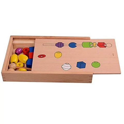Extrokids Intellectual Beads Box Wooden Large Beads Child Early Learning and Educational Toys  - EKT1517