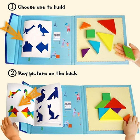 Extrokids Magnetic Tangram Puzzle Book Travel Game IQ Educational Toy - EKT1523