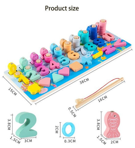 Extrokids Multi Function Six In One Fishing Figure Matching Log Board Toy - EKT1525
