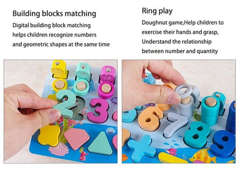 Extrokids Multi Function Six In One Fishing Figure Matching Log Board Toy - EKT1525