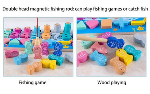 Extrokids Multi Function Six In One Fishing Figure Matching Log Board Toy - EKT1525