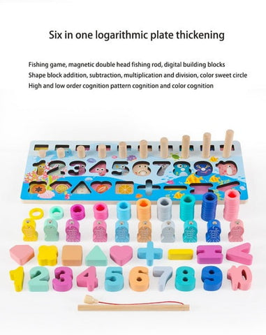 Extrokids Multi Function Six In One Fishing Figure Matching Log Board Toy - EKT1525