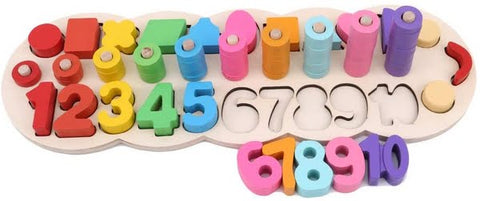 Extrokids Wooden Logarithmic Plate Practical Caterpillar Digital with Geometric Model Toys - EKT1526