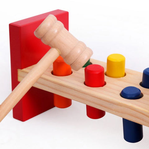 Extrokids Wooden Table Piling Toy with Hammer Toy for Kids - EKT1528