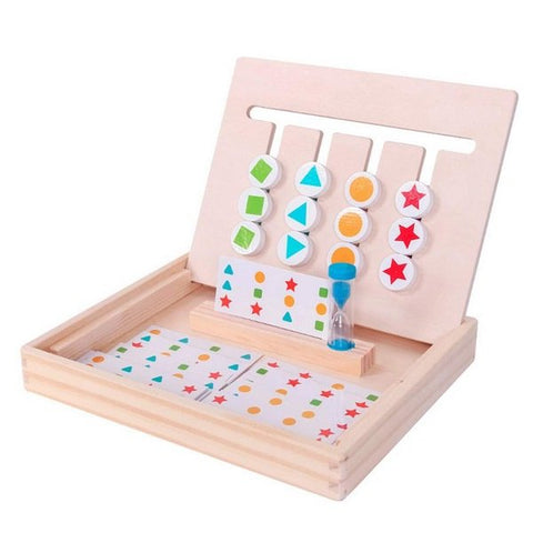 Extrokids Wooden Kids Four-Color Logic Thinking Training Puzzle Toy with Color Cards EKT1529