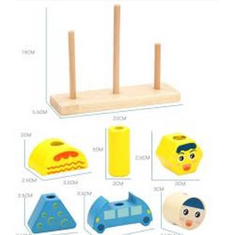 Extrokids Wooden Sun & Moon Day & Night Pillar Building Block Game Educational Toys For Kids EKT1530