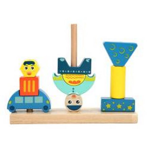 Extrokids Wooden Sun & Moon Day & Night Pillar Building Block Game Educational Toys For Kids EKT1530