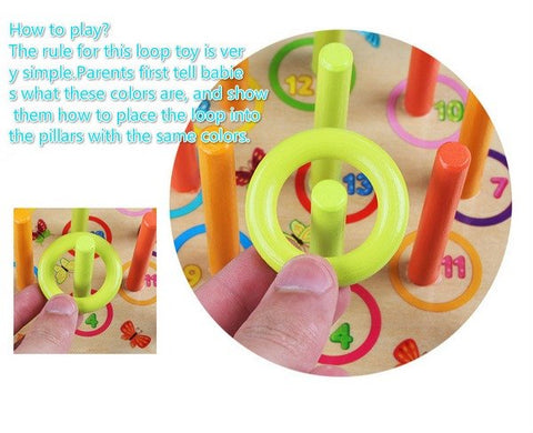 Extrokids Wooden Loop Ring Toys Stacking Games Toy For Training Aid for Babies - EKT1532