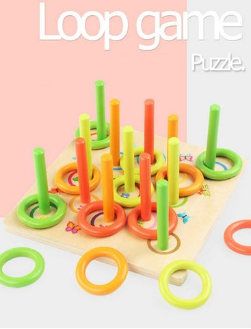 Extrokids Wooden Loop Ring Toys Stacking Games Toy For Training Aid for Babies - EKT1532