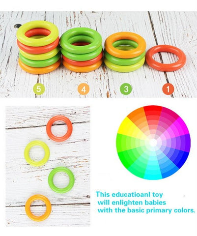 Extrokids Wooden Loop Ring Toys Stacking Games Toy For Training Aid for Babies - EKT1532