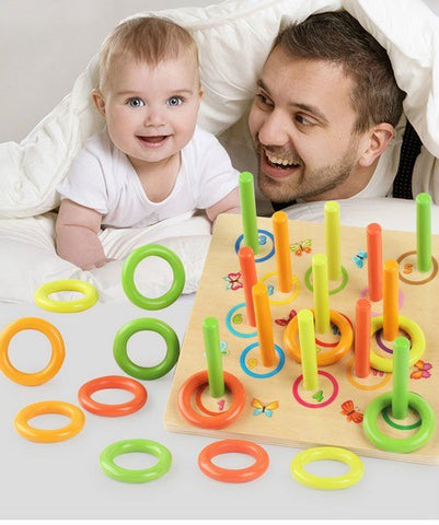 Extrokids Wooden Loop Ring Toys Stacking Games Toy For Training Aid for Babies - EKT1532