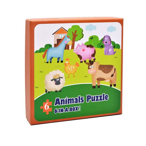 Extrokids Wooden Farm Animal Puzzle 6 In A Box! - EKT1564