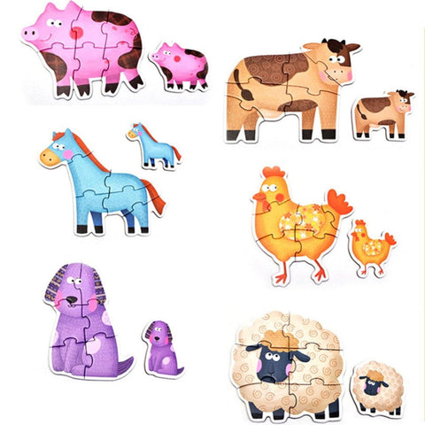 Extrokids Wooden Farm Animal Puzzle 6 In A Box! - EKT1564
