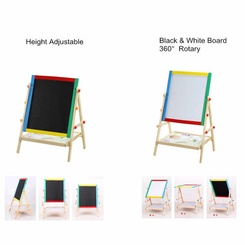 Extrokids Wooden Foldable Double sided Magnetic Easal With Writing Blackboard and Drawing Whiteboard  - EKT1566