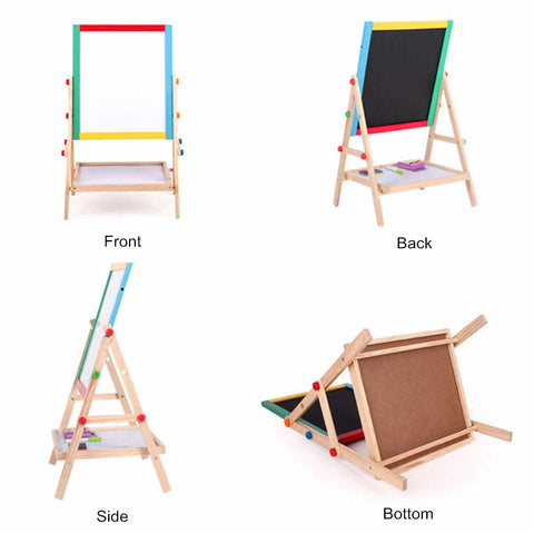 Extrokids Wooden Foldable Double sided Magnetic Easal With Writing Blackboard and Drawing Whiteboard  - EKT1566