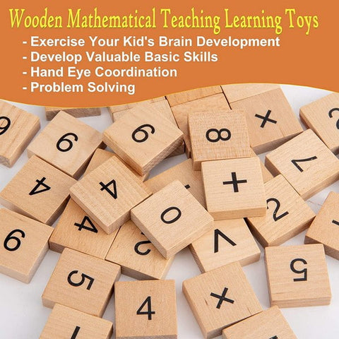 Extrokids Wooden count Number Blocks Math Flash Cards for Addition,Subtraction,Division,Multiplication Toy - EKT1576