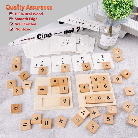 Extrokids Wooden count Number Blocks Math Flash Cards for Addition,Subtraction,Division,Multiplication Toy - EKT1576
