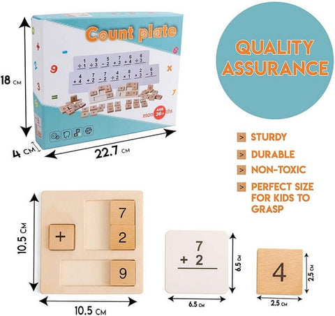 Extrokids Wooden count Number Blocks Math Flash Cards for Addition,Subtraction,Division,Multiplication Toy - EKT1576
