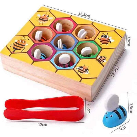Extrokids Wooden Montessori Industrious Little Bees Kids Interactive Beehive Game Board for Childr - EKT1581