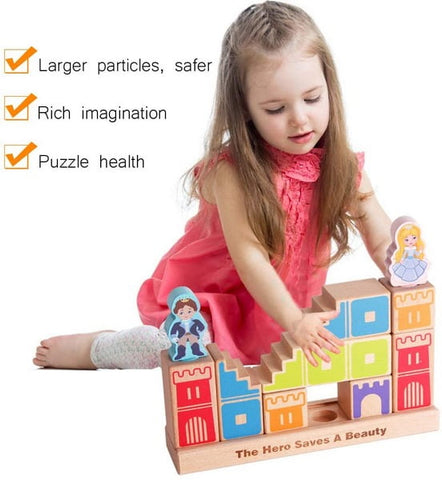 Extrokids Wooden Prince Save Princess Kids Building Blocks Puzzle Game - 48 Solutions of Puzzles Toy - EKT1585