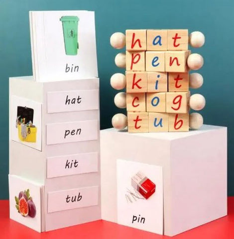 Extrokids Wooden alphabet cube Apple picking game kindergarden childrens cognitive digital teaching - EKT1591