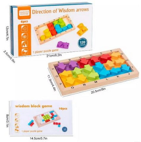 Extrokids Wooden direction of wisdom around Block Board Arrows Game Puzzle Brain Teasers Building Blocks Toy- EKT1593