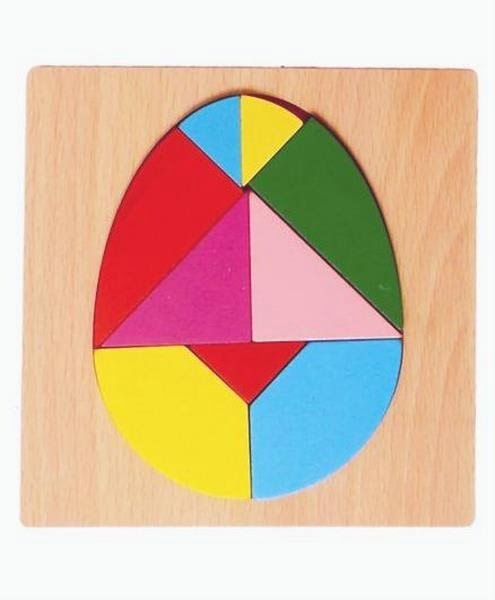 Extrokids Wooden 6X6 PUZZLE XJ Egg Shaped Colorful Learning Jigsaw Puzzle Educational Board Toy - EKT1612
