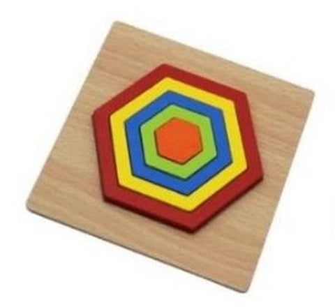 Extrokids Wooden Rainbow 5 Color Board Hexagonal Puzzle - EKT1616