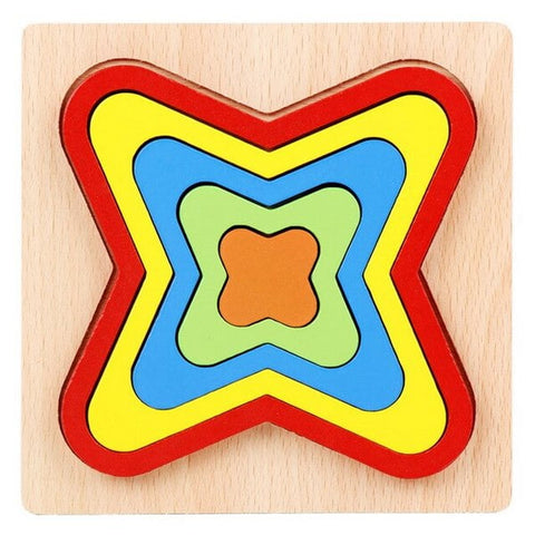 Extrokids Wooden Rainbow 5 Color Board Geometric Flower Puzzle - EKT1619