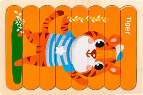 Extrokids Wooden Double Sided 8Pc Stick Puzzle Mouse With Tiger - EKT1630