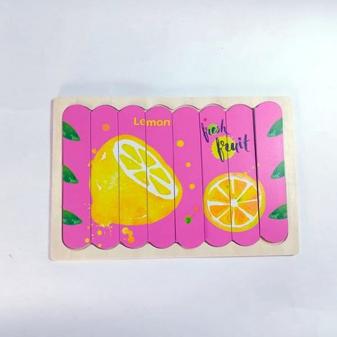 Extrokids Wooden Double Sided 8Pc Stick Puzzle Lemon With Watermelon - EKT1642