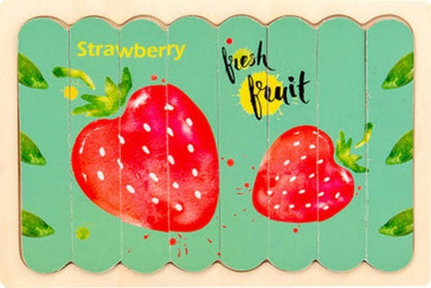 Extrokids Wooden Double Sided 8Pc Stick Puzzle Apple With Strawberry - EKT1643