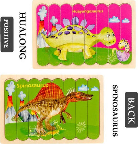 Extrokids Wooden Double sided 8Pc Stick Puzzle Spinosaurus With Huayangosaurus - EKT1644