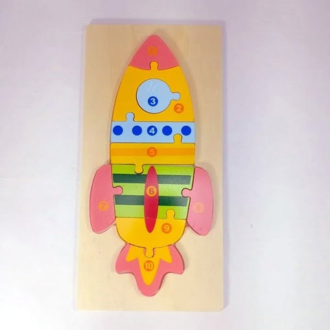 Extrokids Wooden Puzzle Board Toy Rocket - EKT1648