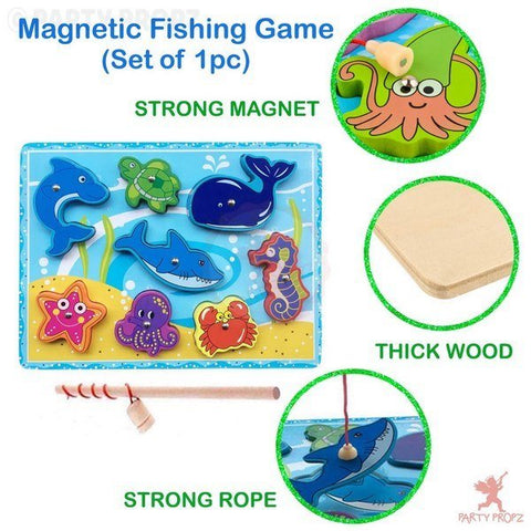 Extrokids Wooden Sea Animal Magnetic Fishing Game Toy for Learning - EKT1652