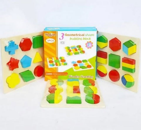 Extrokids Wooden 3Pcs of Geometric Shape Block - EKT1662