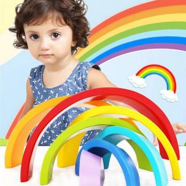 Wooden 7 Pc Rainbow Stackers - EKT1488