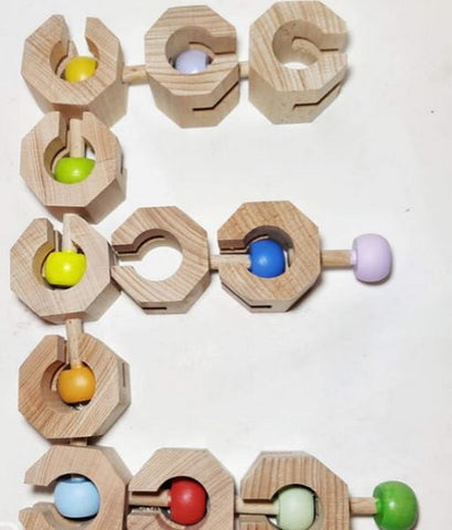 Extrokids 12 Pc Wooden Connectable Chain Educational and Learning Toys - EKT1686