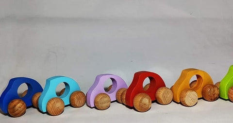 Extrokids Wooden Colourful Toy Car Pack of 6 Cars with Different Colour - EKT1687
